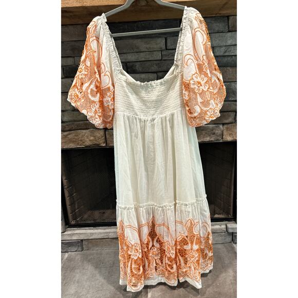 Anthropologie Tina Puff Sleeved Embroidered Maxi Dress Size XLP *C2 - Picture 5 of 5